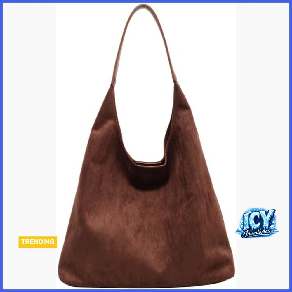 Faux Suede Hobo Bag Tote Shoulder Purse Office Handbag